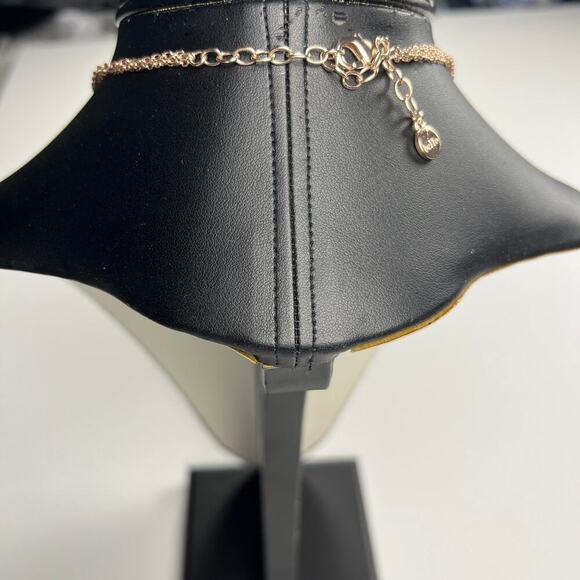 Bella Rose Gold and Crystal Bib Statement Necklace Multi Strand Chain - Picture 3 of 8